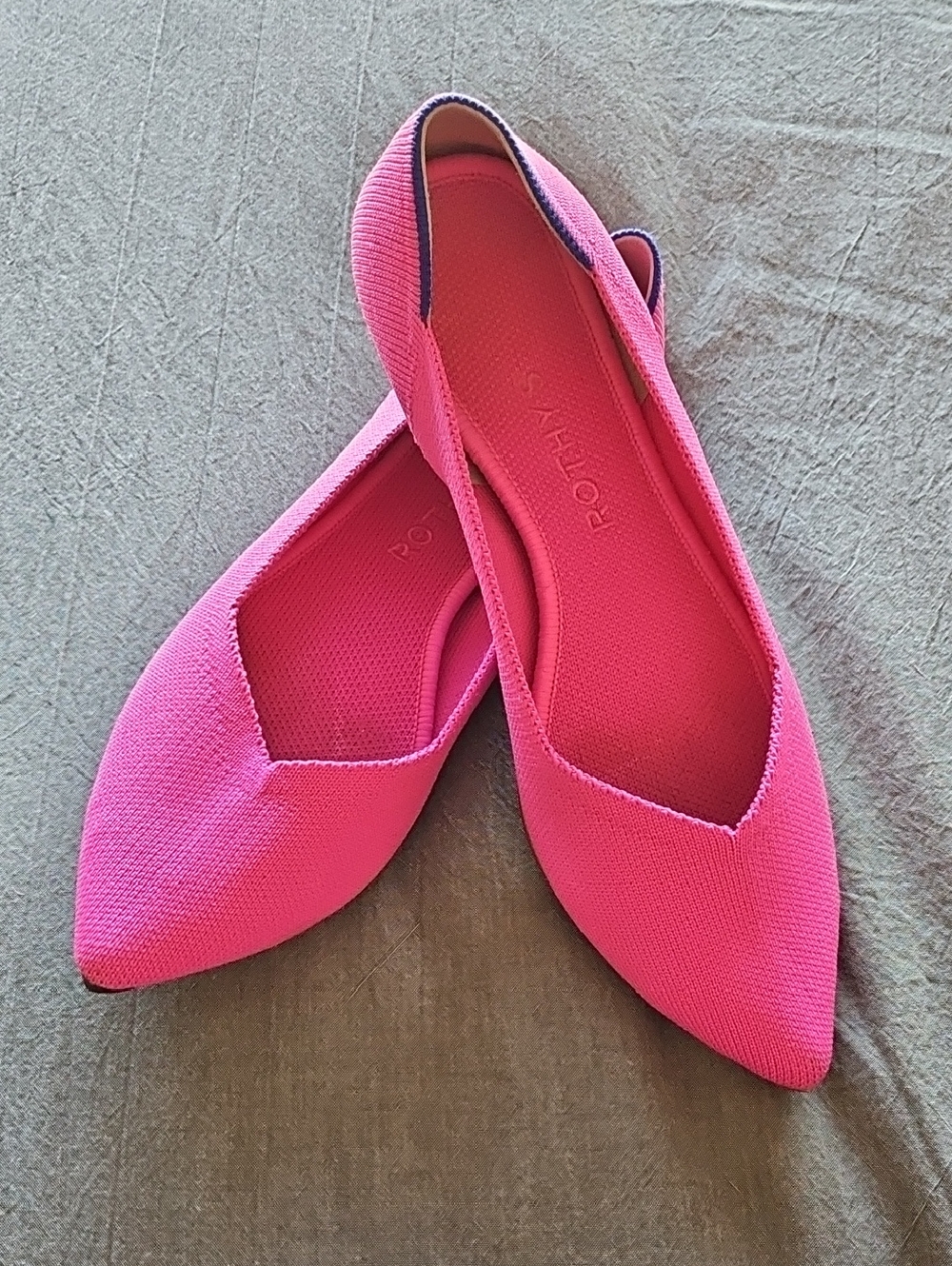 Rothy's Pointed Knit Flats in Bright Pink